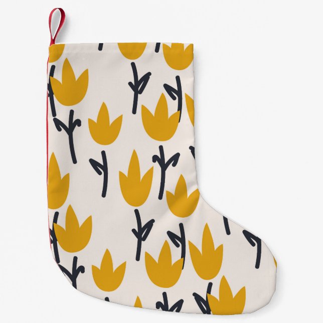 Enkel utskrift av Tulip Flower Fabric Liten Julstrumpa (Framsidan)