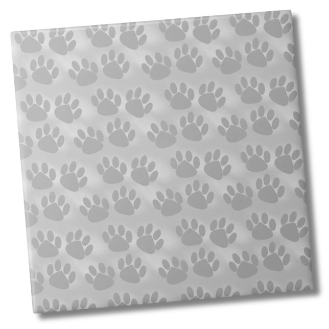 Enkel utskrift i Mönster Kakelplatta (Light Gray Paw Prints Pattern Ceramic Tile)