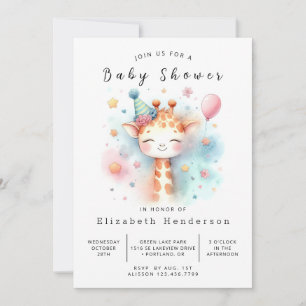 Enkel utskrivbar Giraffe Baby Shower Inbjudningar