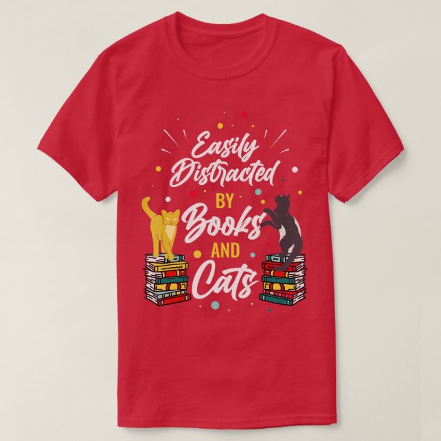 Enkel utspridd av Bokar och katter T Shirt (Design framsida)