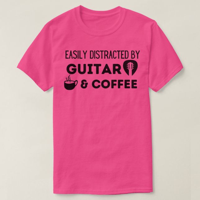 Enkel utspridd av Guitar och kaffe T Shirt (Design framsida)