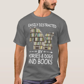 Enkel utspridd av hästar och Hundar och Bokar T Shirt