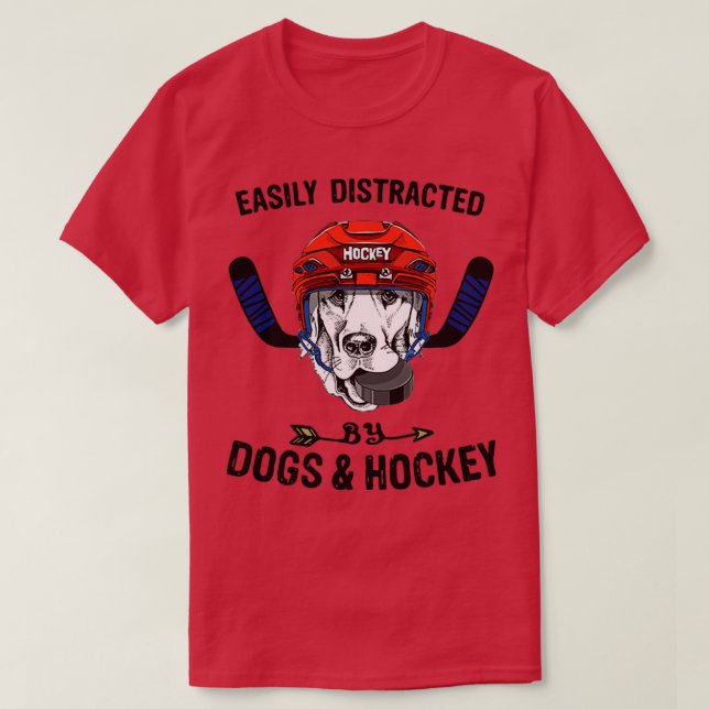 Enkel utspridd av Hundar och hockey Hundar och Hoc T Shirt (Design framsida)