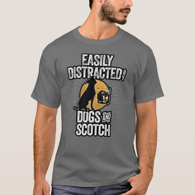 Enkel utspridd av Hundar och Scotch T-Shirt (Framsida)