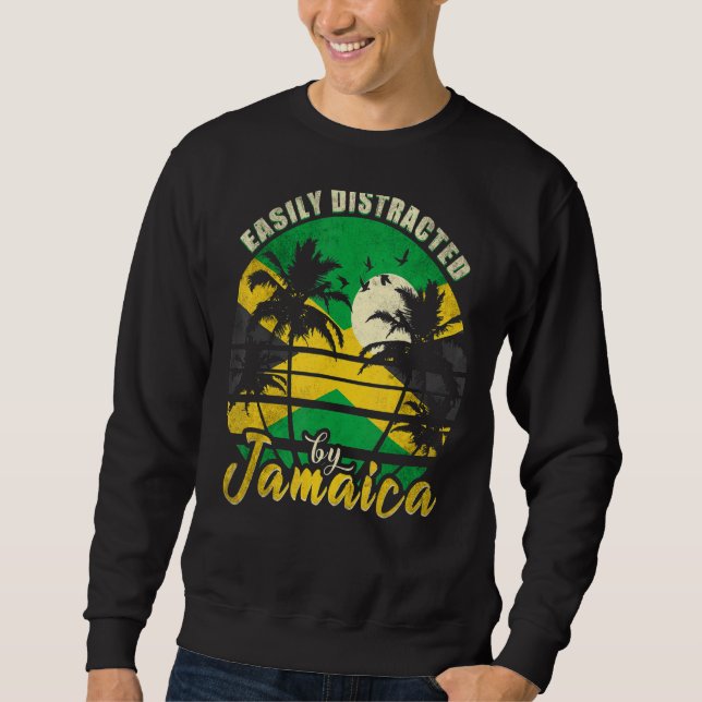 Enkel utspridd av Jamaica Retro Jamaican Lång Ärmad Tröja (Framsida)