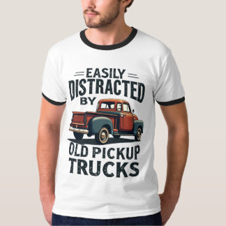 Enkel utspridd av Pickupt Lastbilar - Retro Vin T Shirt