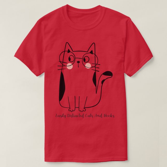 Enkel utspridd katter och Bokar T Shirt (Design framsida)