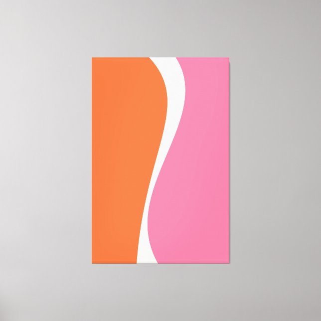 Enkel Vågar 2 i Rosa, Orange och Cream Canvastryck (Framsida)