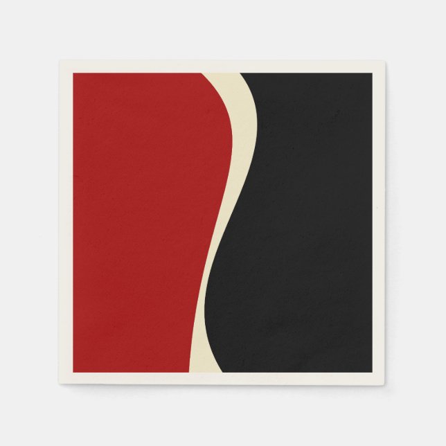 Enkel Vågar 2 i rött och grädde Pappersservett (Framsidan)