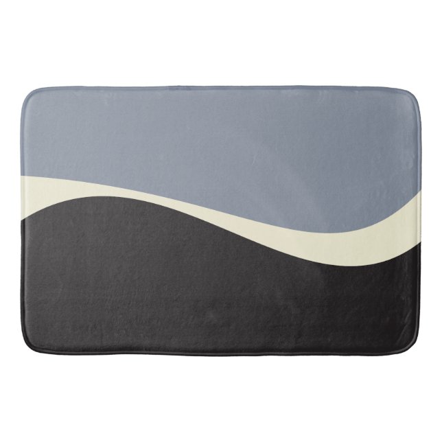 Enkel Vågar 2 i svart, Grått och grädde Badrumsmatta (Framsidan)