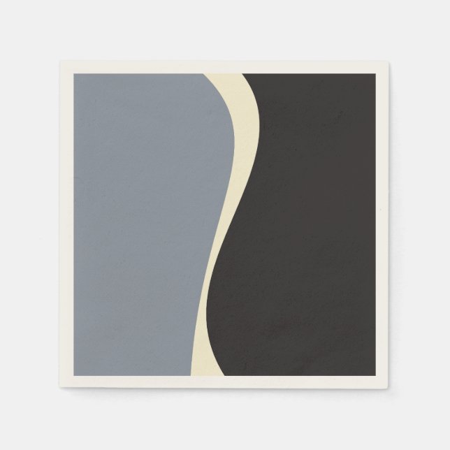 Enkel Vågar 2 i svart, Grått och grädde Pappersservett (Framsidan)