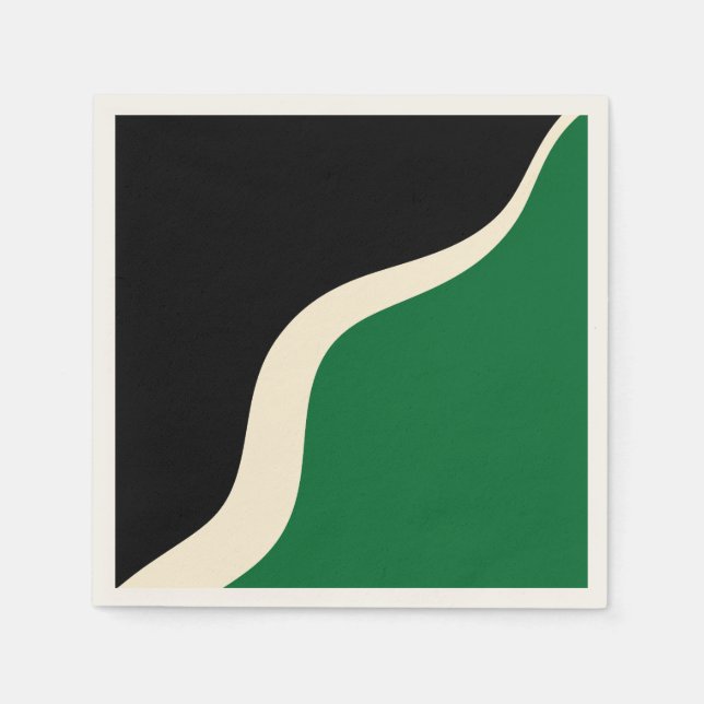 Enkel Vågar 3 i Grönt, Cream och Black Pappersservett (Framsidan)