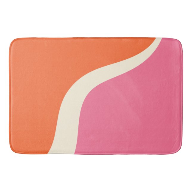 Enkel Vågar 3 - Rosa, Orange och grädde Badrumsmatta (Framsidan)