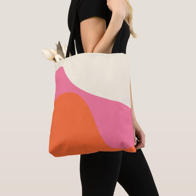 Enkel Vågar 4 i Rosa, Orange och Cream Tygkasse (Närbild)
