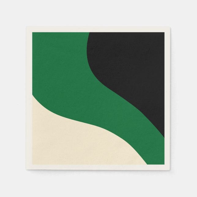 Enkel Vågar - Grönt, Cream och svart Pappersservett (Framsidan)