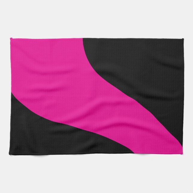 Enkel Vågar i Magenta och svart Kökshandduk (Horisontell)