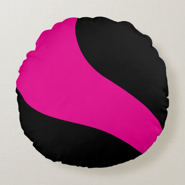 Enkel Vågar i Magenta och svart Rund Kudde (Framsidan)