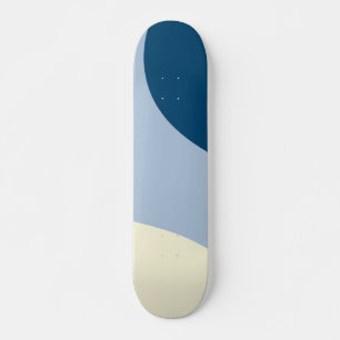 Enkel Vågar - Mörk blått, ljusblå och Cream Mini Skateboard Bräda 18,5 Cm