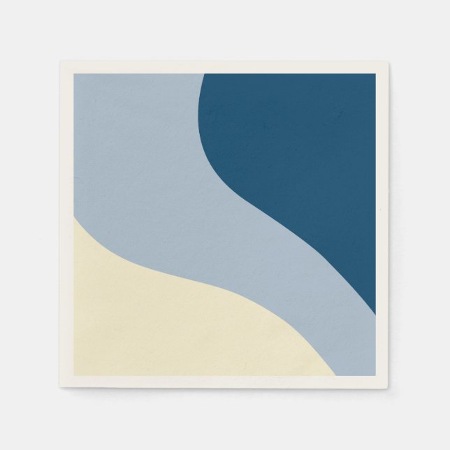 Enkel Vågar - Mörk blått, ljusblå och Cream Pappersservett (Framsidan)