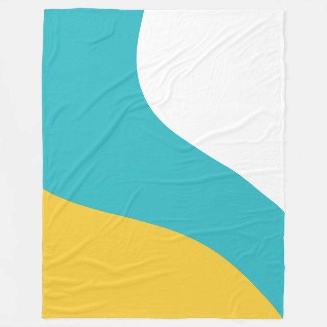 Enkel Vågar - Turkos och Gult Fleecefilt (Framsidan)