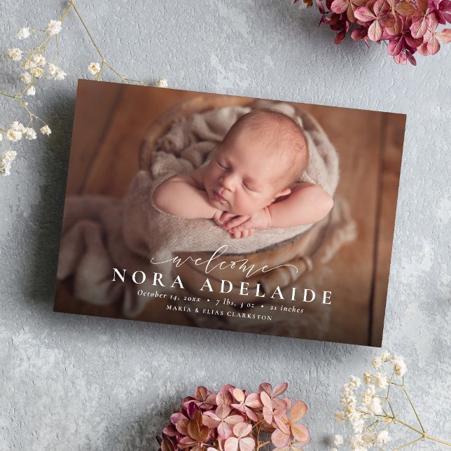 Enkel välkomstmanus foto födelse meddelande (Skapare uppladdad)