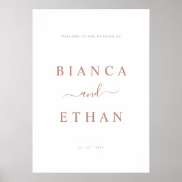Enkel välkomstsignal för Bröllop | Vita och Ro Gul Poster