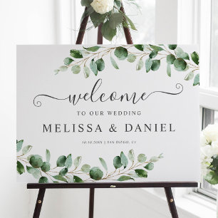 Enkel välkomstskylt för Eucalyptus Greenery Bröllo Poster