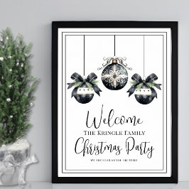 Enkel välkomstskylt för julfest på vintern poster