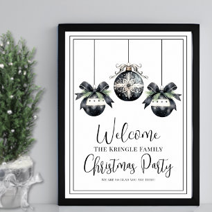 Enkel välkomstskylt för julfest på vintern poster