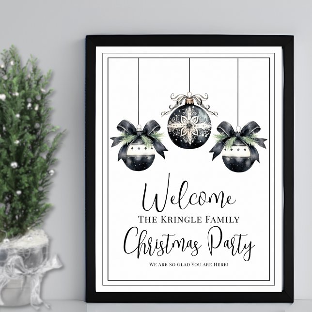 Enkel välkomstskylt för julfest på vintern poster (Simple Winter Christmas Party Welcome Sign)