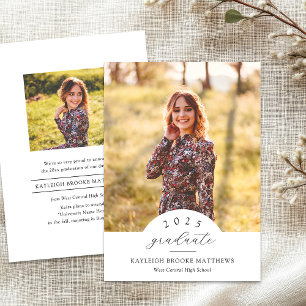 Enkel välvd examensannonsering för år 2 med foto inbjudningar