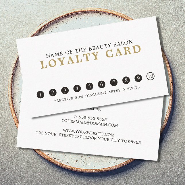 Enkel vanlig Elegant Vit Grått Beauty Loyalty Lojalitetskort (Skapare uppladdad)