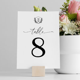 Enkel Vapensköld för Blommigt av Elegant Monogram Bordsnummer