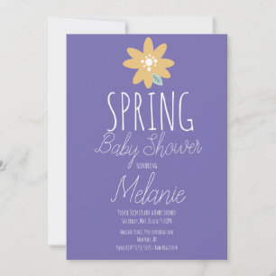 Enkel vårblomma lila baby shower-inbjudan inbjudningar