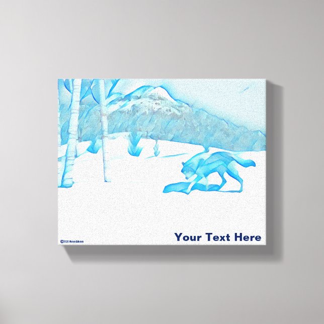 Enkel Varg i WInter Canvastryck (Framsida)