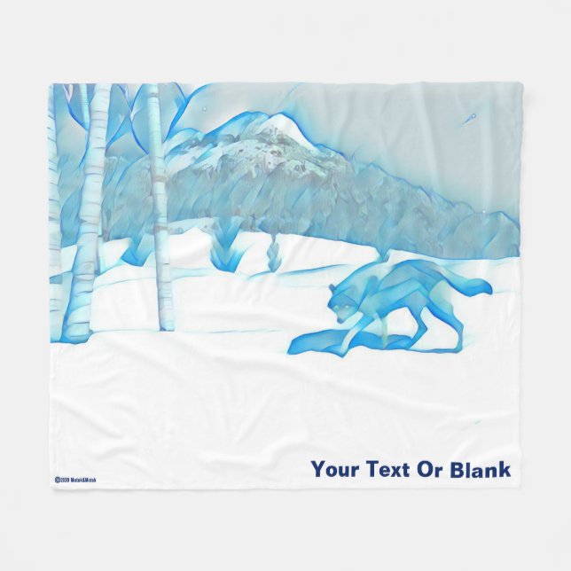 Enkel Varg i WInter Fleecefilt (Framsidan (Horisontell))