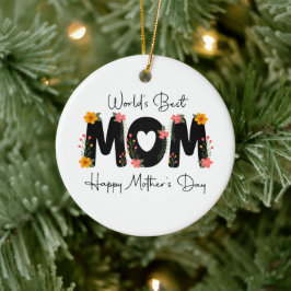 Enkel Världens Bästa Mamma Mors Dag Calligraphy   Julgransprydnad Keramik