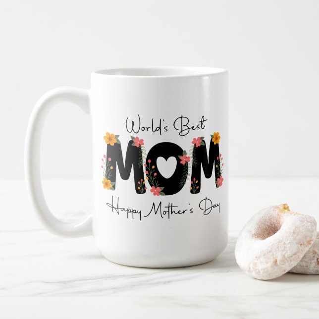 Enkel Världens Bästa Mamma Mors Dag Calligraphy   Kaffemugg (Med munk)