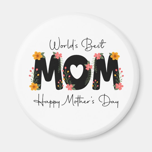 Enkel Världens Bästa Mamma Mors Dag Calligraphy   Magnet (Framsidan)