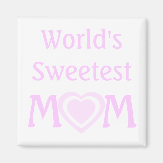 Enkel världens sötaste MAMMA med Rosa Kärlek Heart Magnet (Framsidan)