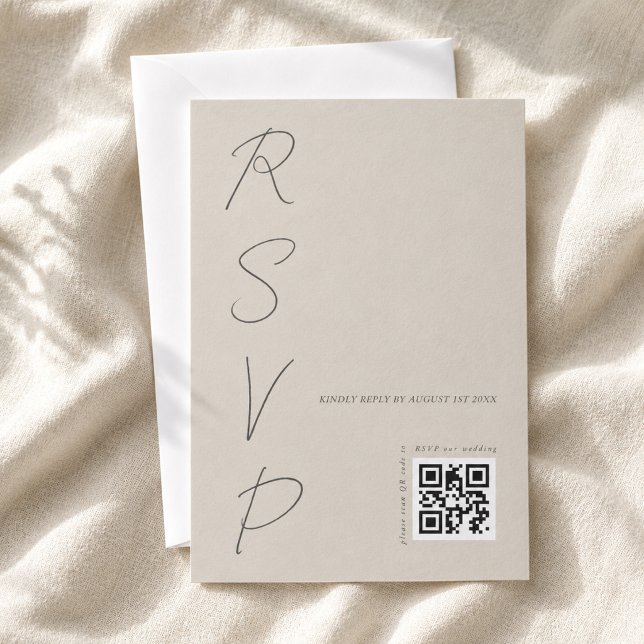 Enkel varm grå bröllops QR-kod OSA Kort (Skapare uppladdad)
