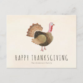 Enkel Varm Kalkon Thanksgiving Helg Vykort