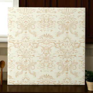 Enkel varm mjuk beige damask kakelplatta