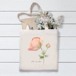 Enkel vattenfärg Anemone Flower med Namn Tygkasse<br><div class="desc">En underbar botanisk tote med en enda vattenfärgad anemonblomstam i pastellpersika. Anpassa den här texten med ditt namn,  monogram eller annan önskad text. Det är en underbar gåva till brudtärnor,  vänner,  familj eller medarbetare.</div>