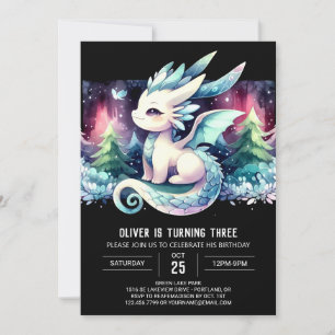 Enkel vattenfärg Dragon Birthday Inbjudningar
