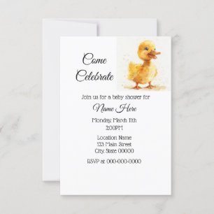 Enkel vattenfärg Duckling Baby Shower Inbjudningar