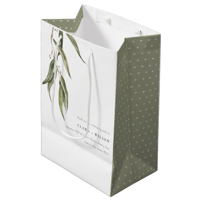 Enkel vattenfärg Eucalyptus Botanical Bröllop (Framsidan Vinklad)