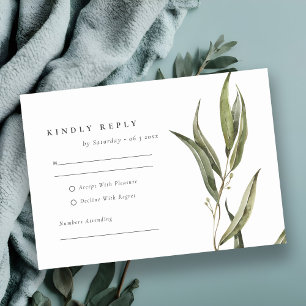 Enkel vattenfärg Eucalyptus Botanical Bröllop OSA Kort
