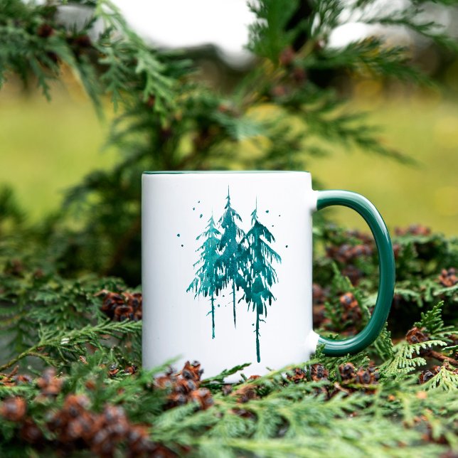 Enkel vattenfärg Gräs Träd, håll dig varm naturen Mugg (Skapare uppladdad)