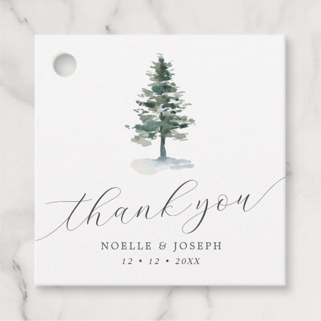 Enkel vattenfärg Gräs Träd Tack Bröllop i Gåvor Etiketter (Framsida)